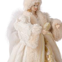 Glitzhome 12in H Faux Fur Angel Tree Top