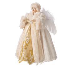 Glitzhome 12in H Faux Fur Angel Tree Top