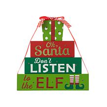 Glitzhome 12in. H Lighted Wooden Christmas Gift Block Table Decor