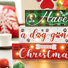 Glitzhome 12in. H Lighted Wooden Pet Block Word Sign
