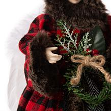Glitzhome 12in H Plaid Angel Tree Top