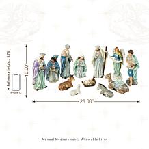 Glitzhome 12pcs Deluxe Blue Resin Nativity Figurine Set