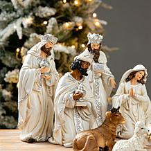 Glitzhome 12pcs Ivory Resin Nativity Figurine Set