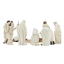 Glitzhome 12pcs Oversized Ivory Resin Nativity Figurine Set