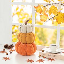 Glitzhome 13in. H Fall Stacked Fabric Pumpkin