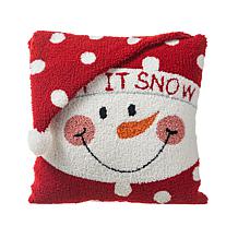 Glitzhome 14" Hooked 3D Snowman Pillow
