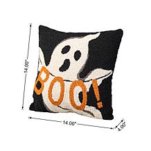 Glitzhome 14" Hooked Halloween Ghost "BOO" Pillow