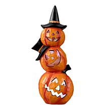 Glitzhome 14.25in. H Halloween Lighted Stacked Pumpkin Table Decor