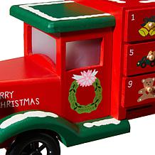 Glitzhome 14.5" Wooden Christmas Truck Countdown Calendar