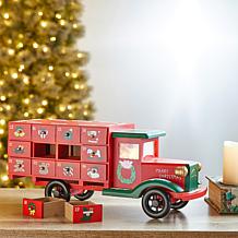 Glitzhome 14.5" Wooden Christmas Truck Countdown Calendar