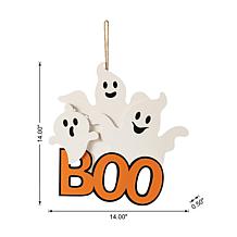 Glitzhome 14"H Halloween Wooden Ghost BOO Door Hanger