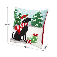 Glitzhome 14in L Hooked Christmas Dog Pillow