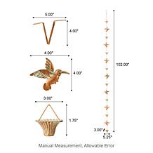 Glitzhome 15-Piece Faux Copper Bird & Cup Rain Chain with Gutter Clip