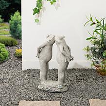 Glitzhome 15.25"H Resin Two Kissing Frog Statue