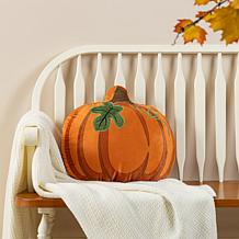 Glitzhome 15.5"L Fall and Halloween Fabric Double Sided Pumpkin Pillow