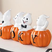 Glitzhome 15.5''L Halloween SPOOKY Ghost Pumpkin Table Decor