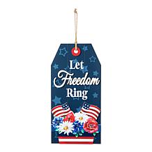 Glitzhome 15.75in H Patriotic Americana Wooden Word Sign Door Hanger