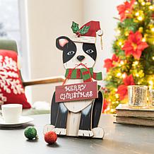 Glitzhome 16" Wooden Christmas Dog Figurine