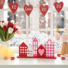 Glitzhome 16in L Valentine's House Wooden Table Decor