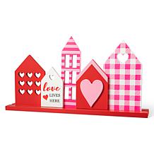 Glitzhome 16in L Valentine's House Wooden Table Decor