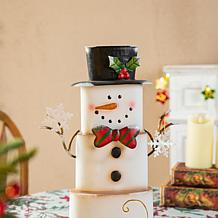Glitzhome 17" Stacked Box Snowman Metal Table Décor
