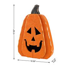 Glitzhome 17.5"H Halloween Chunky Wood Jack-O-Lantern Porch Decor