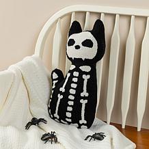 Glitzhome 17"H Halloween Hooked Skeleton Cat Shaped Pillow
