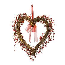 Glitzhome 17in H Lighted Valentine's Berry Heart Wreath
