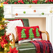 Glitzhome 18" Bent Christmas Trees Hooked Pillow