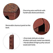 Glitzhome 18" Distressed Solid Wood Window Shutter Birdhouse