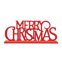 Glitzhome 18" Wood and Metal MERRY CHRISTMAS Table Decor