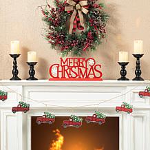 Glitzhome 18" Wood and Metal MERRY CHRISTMAS Table Decor