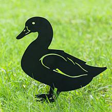 Glitzhome 18"H 2-in-1 Set of 4 Black Metal Duck Silhouette Picks