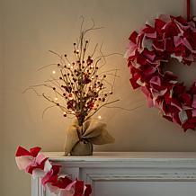 Glitzhome 18in H Lighted Valentine's Berry Heart Table Tree