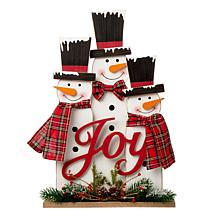 Glitzhome 18in. H Wooden Snowman Family Table Decor
