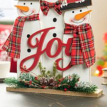 Glitzhome 18in. H Wooden Snowman Family Table Decor
