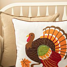 Glitzhome 18in. L Cotton Embroidered Turkey Pillow Cover
