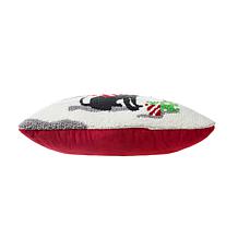 Glitzhome 18in. L Hooked Christmas Dog Pillow