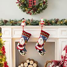 Glitzhome 19" Santa Hooked Stocking