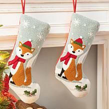 Glitzhome 19in. H Fox Hooked Stocking