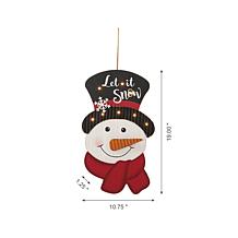 Glitzhome 19in H Lighted 3D Wooden Metal Snowman Wall Decor