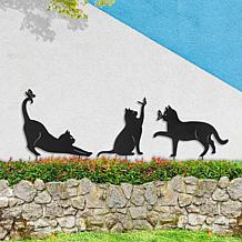 Glitzhome 2-in-1 Set of 3 Black Metal Cat Silhouettes