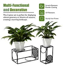 Glitzhome 2-pc. Black Metal Wire Rectangular Nesting Planter Stand