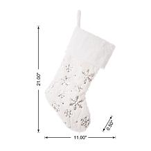 Glitzhome 2-pk 21" White Plush Snowflake Christmas Stocking