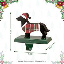Glitzhome 2-pk 6" Wooden and Metal Dachshund Stocking Holder