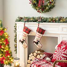 Glitzhome 2-pk 6" Wooden and Metal Dachshund Stocking Holder