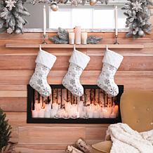 Glitzhome 2-pk Plush Christmas Stockings with Snowflakes / Tree Skirt