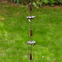 Glitzhome 20-Pc. Faux Copper Rain Chain with V-Shaped Gutter Clip