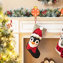 Glitzhome 20" Penguin Hooked Stocking