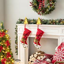 Glitzhome 20" Reindeer Hooked Stocking